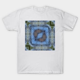 SQUARE DESİGN OF SHADES OF SKY BLUE. A textured floral fantasy pattern and design T-Shirt